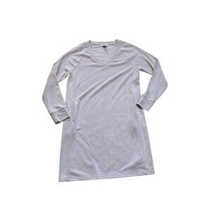 Athleta Seasoft V Neck Dress Women's Size Medium - Midi - Pockets - Long Sleeve